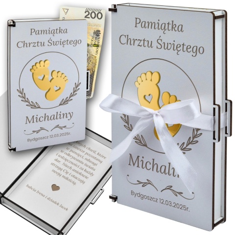 PUDEŁKO BIAŁE KLASYCZNE NA CHRZEST + ZŁOTY DEKOR