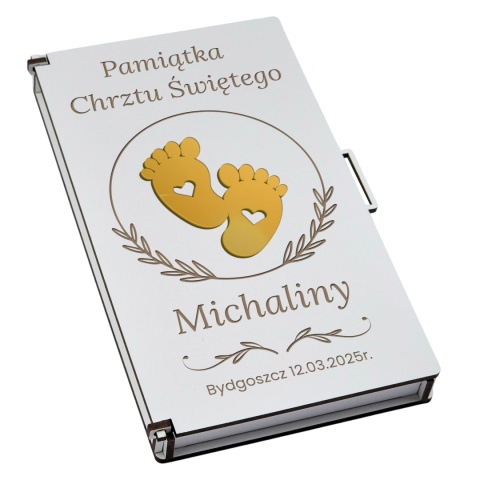 PUDEŁKO BIAŁE KLASYCZNE NA CHRZEST + ZŁOTY DEKOR