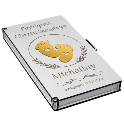 PUDEŁKO BIAŁE KLASYCZNE NA CHRZEST + ZŁOTY DEKOR