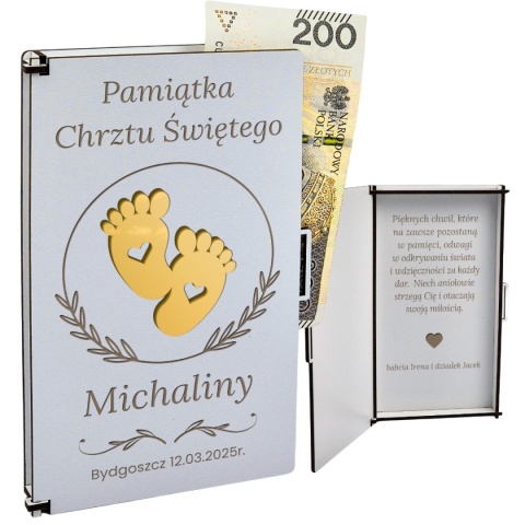 PUDEŁKO BIAŁE KLASYCZNE NA CHRZEST + ZŁOTY DEKOR