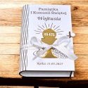 PUDEŁKO NA PIENIĄDZE 3D PAMIĄTKA KOMUNII ŚWIĘTEJ 3D ZE ZŁOTYM KIELICHEM