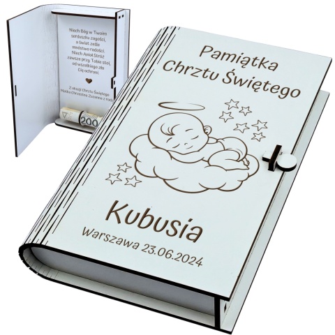 PUDEŁKO NA CHRZEST NA PIENIĄDZE PAMIĄTKA CHRZTU ŚWIĘTEGO GRAWEROWANE
