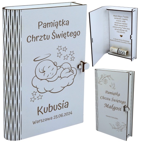 PUDEŁKO NA CHRZEST NA PIENIĄDZE PAMIĄTKA CHRZTU ŚWIĘTEGO GRAWEROWANE