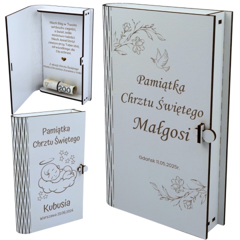 PUDEŁKO NA CHRZEST NA PIENIĄDZE PAMIĄTKA CHRZTU ŚWIĘTEGO GRAWEROWANE