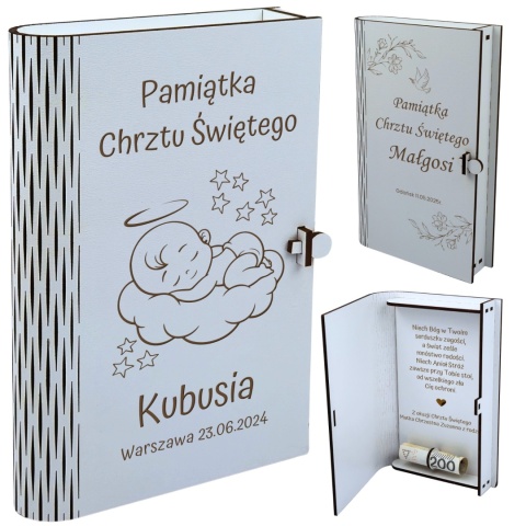 PUDEŁKO NA CHRZEST NA PIENIĄDZE PAMIĄTKA CHRZTU ŚWIĘTEGO GRAWEROWANE