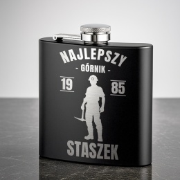 Piersiówka dla najlepszego górnika - prezent na urodziny z grawerem