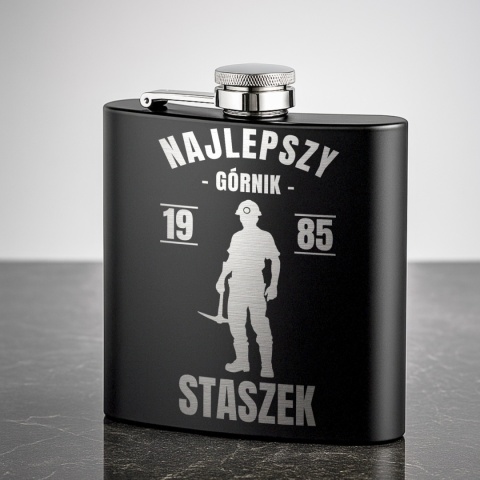 Piersiówka dla najlepszego górnika - prezent na urodziny z grawerem