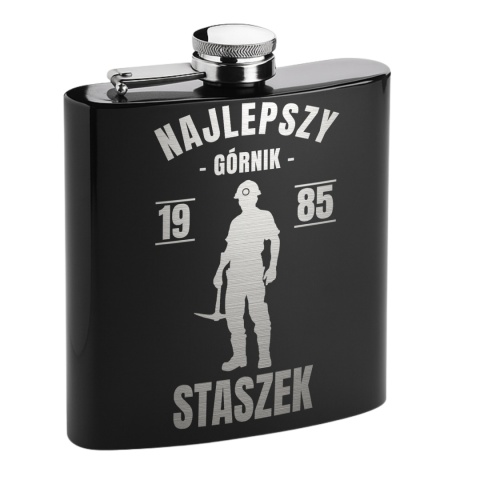 Piersiówka dla najlepszego górnika - prezent na urodziny z grawerem