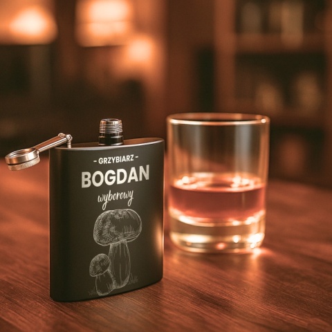 Piersiówka z grawerem dla grzybiarza - elegancki prezent