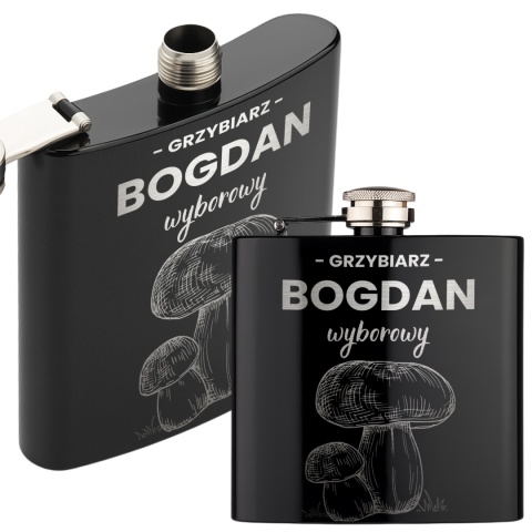 Piersiówka z grawerem dla grzybiarza - elegancki prezent
