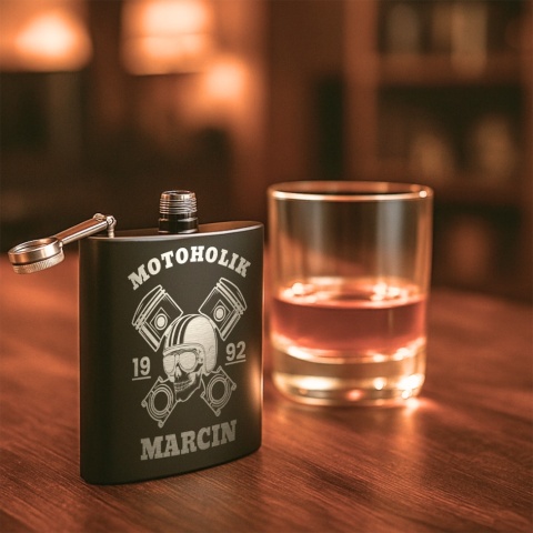 Piersiówka z grawerem dla motocyklisty prezent na urodziny i święta