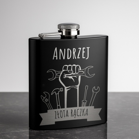 Piersiówka z grawerem - prezent dla złotej rączki