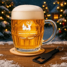 Świąteczny zestaw kufel z grawerem - śmieszny prezent na święta dla faceta taty męża mężczyzny chłopaka