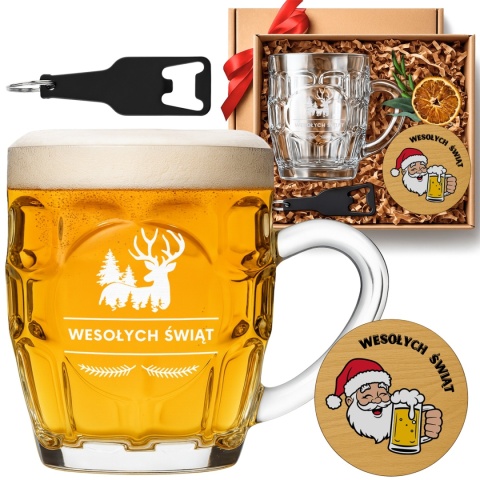 Świąteczny zestaw kufel z grawerem - śmieszny prezent na święta dla faceta taty męża mężczyzny chłopaka