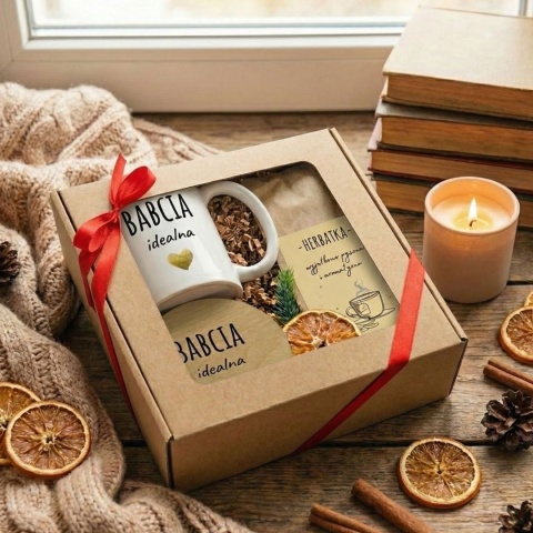 ZESTAW DLA BABCI - elegancki kubek z herbatą