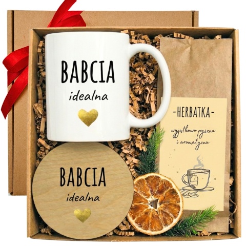 ZESTAW DLA BABCI - elegancki kubek z herbatą