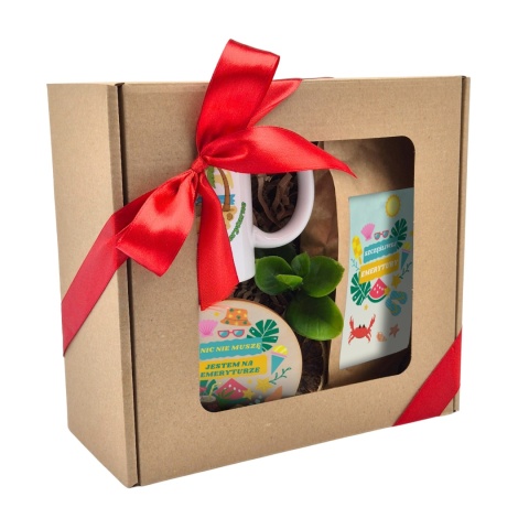 ZESTAW DLA EMERYTA - KUBEK, HERBATA, PODSTAWEK