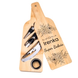 Zestaw do wina w bambusowej butelce – akcesoria do wina prezent dla babci