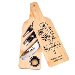 Zestaw do wina w bambusowej butelce – akcesoria do wina prezent dla żony