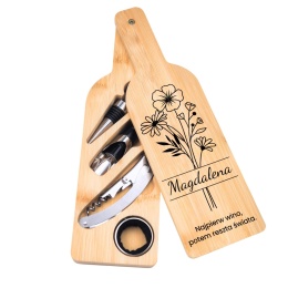 Zestaw do wina w bambusowej butelce – prezent dla kobiety