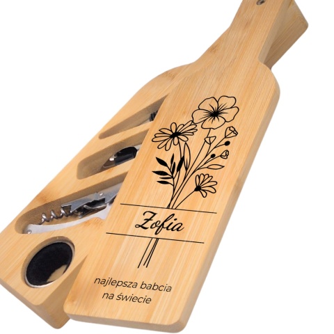 Zestaw do wina w bambusowej butelce – prezent dla najlepszej babci