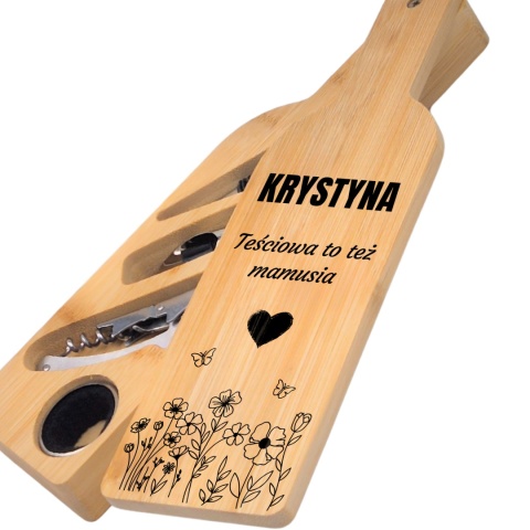 Zestaw do wina w bambusowej butelce – prezent dla teściowej