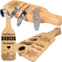 Zestaw do wina w bambusowym etui - akcesoria do wina, prezent dla babci