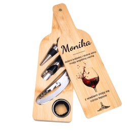 ZESTAW DO WINA W BAMBUSOWYM ETUI - AKCESORIA DO WINA PREZENT DLA KOBIETY