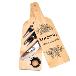 Zestaw do wina w bambusowym etui - akcesoria do wina, prezent dla najlepszej przyjaciółki