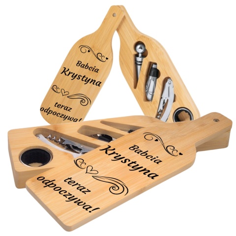 Zestaw do wina w bambusowym etui – prezent dla kochanej babci