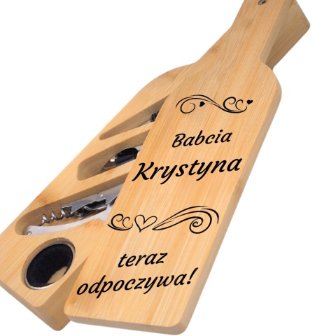 Zestaw do wina w bambusowym etui – prezent dla kochanej babci