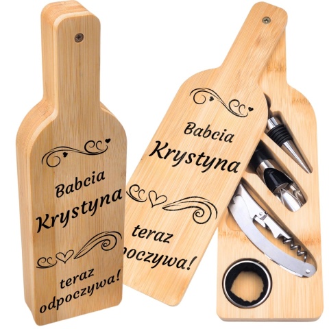 Zestaw do wina w bambusowym etui – prezent dla kochanej babci
