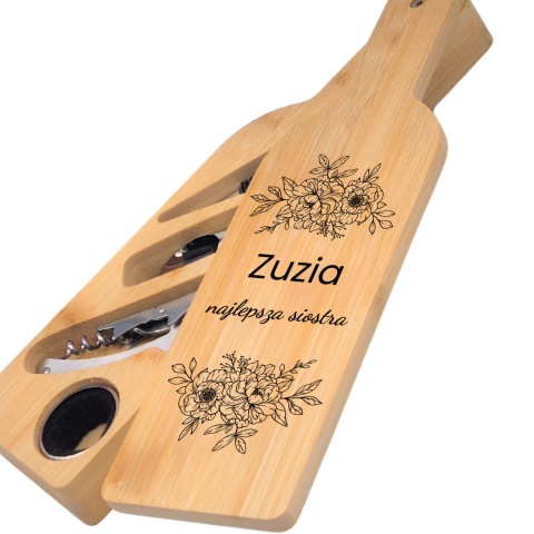 Zestaw do wina w bambusowym etui - prezent dla siostry