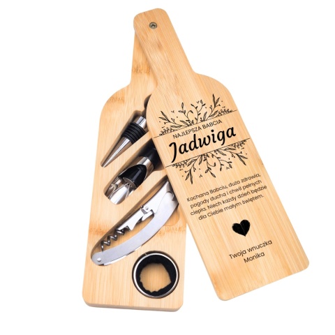 Zestaw do wina w bambusowym etui – spokojny i elegancki prezent dla babci