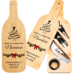 ZESTAW DO WINA W BAMBUSOWYM ETUI - ŚWIĄTECZNY PREZENT POD CHOINKĘ