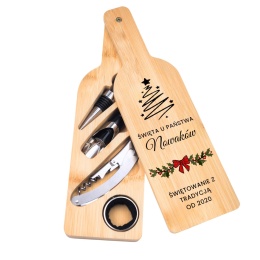 ZESTAW DO WINA W BAMBUSOWYM ETUI - ŚWIĄTECZNY PREZENT POD CHOINKĘ