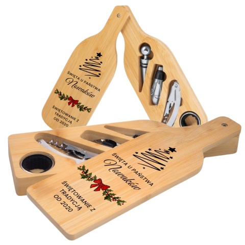 Zestaw do wina w bambusowym etui - świąteczny prezent pod choinkę