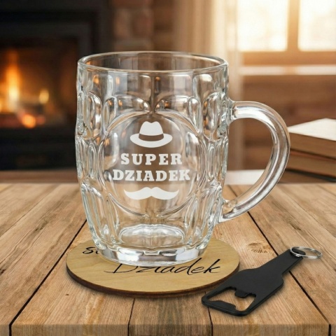 ZESTAW Z KUFLEM OTWIERACZEM I PODSTAWKIEM DLA DZIADKA