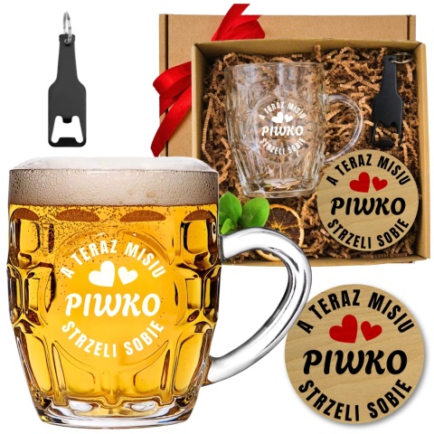 ZESTAW Z KUFLEM OTWIERACZEM I PODSTAWKIEM NA WALENTYNKI