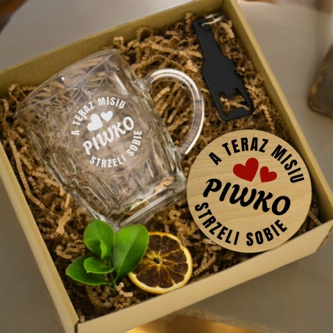 ZESTAW Z KUFLEM OTWIERACZEM I PODSTAWKIEM NA WALENTYNKI