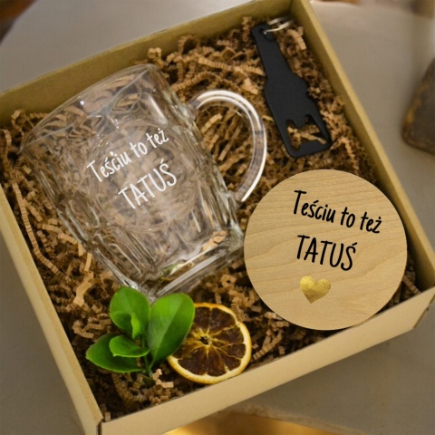 ZESTAW Z KUFLEM OTWIERACZEM I PODSTAWKIEM TEŚCIU TO TEŻ TATUŚ