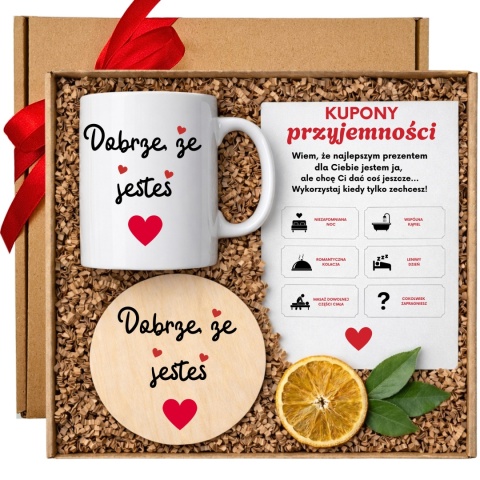 Zestaw DOBRZE, ŻE JESTEŚ kubek kupony miłości