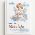 Biblia komunijna z personalizacją - aniołek na chmurkach