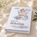Biblia komunijna z personalizacją - aniołek na chmurkach
