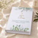 Biblia komunijna z personalizacją - botaniczny wzór z listkami