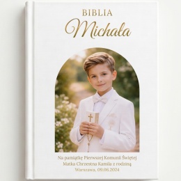 Biblia na Komunię ze zdjęciem dziecka i personalizowanym nadrukiem UV