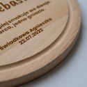 Deska Okrągła Bukowa 30 cm z Grawerem na Ślub - Romantyczne Ptaszki