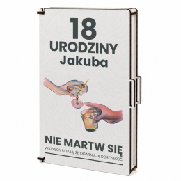 Klasyczne pudełko na pieniądze na 18 urodziny z nadrukiem