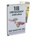 Klasyczne pudełko na pieniądze na 18 urodziny z nadrukiem