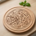 Okrągła deska bukowa z grawerem motyw pizzy prezent na ślub